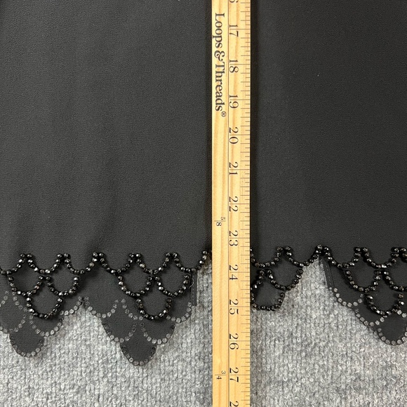 J.R.Nites by Caliendo Cardigan Sz 10 one Front Button Black Scalloped Beaded Hem - Picture 6 of 10